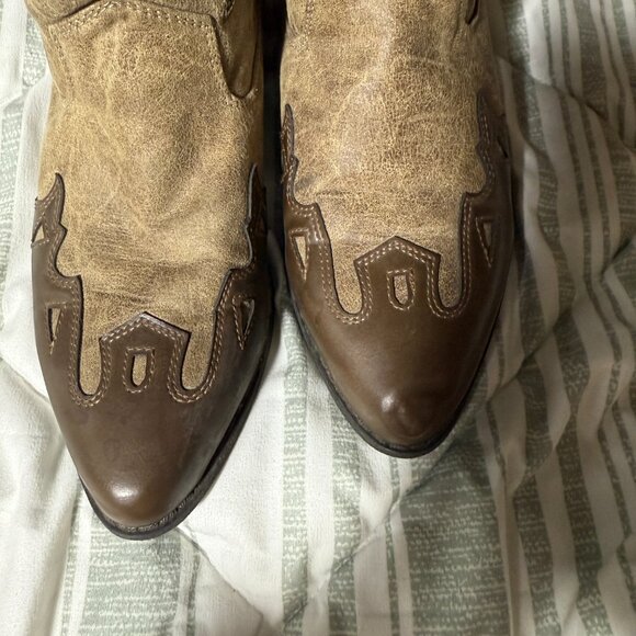 Dolce By Mojo Mox Two Tone Quiggly Western Style Cowboy Boots Girls 3.5 Zipper - Picture 7 of 8